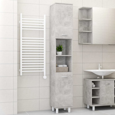 Berkfield Bathroom Cabinet Concrete Grey 30x30x179 cm Engineered Wood Price Comparisons | Compare The Build