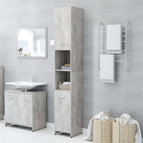 Berkfield Bathroom Cabinet Concrete Grey 30x30x183.5 cm Engineered Wood