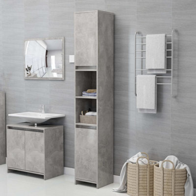 Berkfield Bathroom Cabinet Concrete Grey 30x30x183.5 cm Engineered Wood