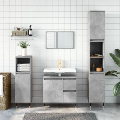 Berkfield Bathroom Cabinet Concrete Grey 30x30x190 cm Engineered Wood Price Comparisons | Compare The Build
