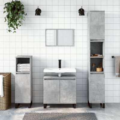 Berkfield Bathroom Cabinet Concrete Grey 30x30x190 cm Engineered Wood Price Comparisons | Compare The Build