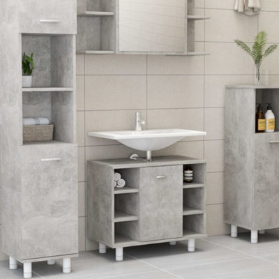 Berkfield Bathroom Cabinet Concrete Grey 60x32x53.5 cm Engineered Wood Price Comparisons | Compare The Build