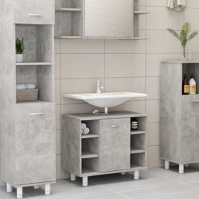 Berkfield Bathroom Cabinet Concrete Grey 60x32x53.5 cm Engineered Wood