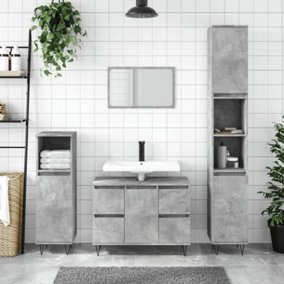 Berkfield Bathroom Cabinet Concrete Grey 80x33x60 cm Engineered Wood