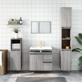 Berkfield Bathroom Cabinet Grey Sonoma 30x30x190 cm Engineered Wood
