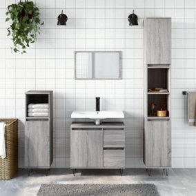 Berkfield Bathroom Cabinet Grey Sonoma 30x30x190 cm Engineered Wood