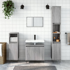 Berkfield Bathroom Cabinet Grey Sonoma 58x33x60 cm Engineered Wood