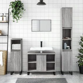 Berkfield Bathroom Cabinet Grey Sonoma 80x33x60 cm Engineered Wood