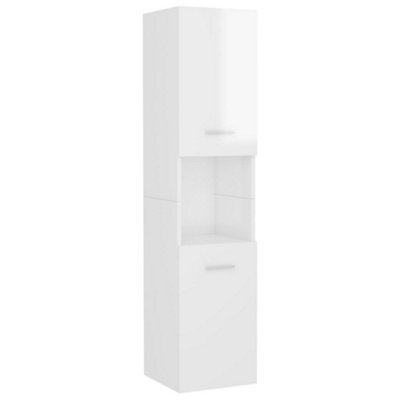 Berkfield Bathroom Cabinet High Gloss White 30x30x130 cm Engineered Wood