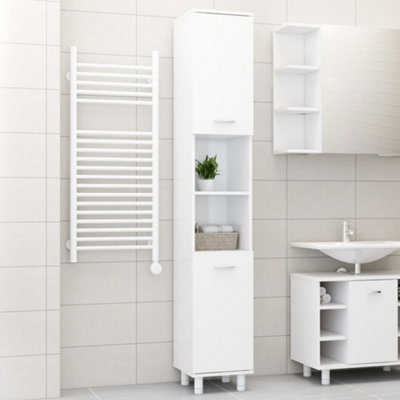 Berkfield Bathroom Cabinet High Gloss White 30x30x179 cm Engineered Wood Price Comparisons | Compare The Build