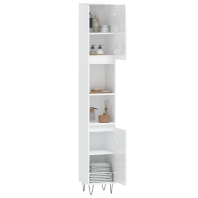 Berkfield Bathroom Cabinet High Gloss White 30x30x190 cm Engineered Wood