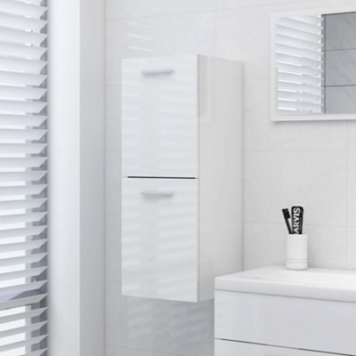 Berkfield Bathroom Cabinet High Gloss White 30x30x80 cm Engineered Wood ...