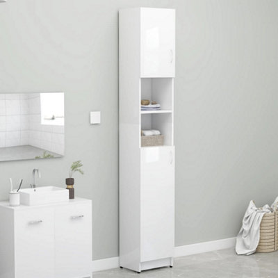 Berkfield Bathroom Cabinet High Gloss White 32x25.5x190 cm Engineered Wood