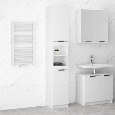 Berkfield Bathroom Cabinet High Gloss White 32x34x188.5cm Engineered ...