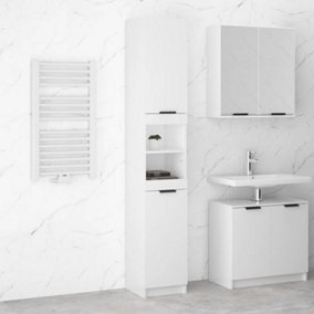 Berkfield Bathroom Cabinet High Gloss White 32x34x188.5cm Engineered Wood