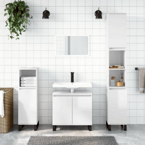 Berkfield Bathroom Cabinet High Gloss White 58x33x60 cm Engineered Wood
