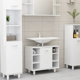 Berkfield Bathroom Cabinet High Gloss White 60x32x53.5 cm Engineered Wood