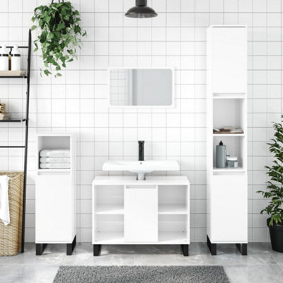 Berkfield Bathroom Cabinet High Gloss White 80x33x60 cm Engineered Wood ...