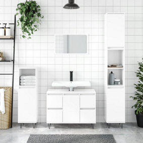Berkfield Bathroom Cabinet High Gloss White 80x33x60 cm Engineered Wood