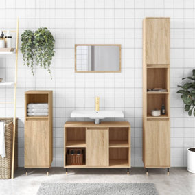 Berkfield Bathroom Cabinet Sonoma Oak 30x30x100 cm Engineered Wood