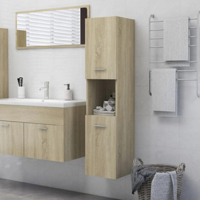 Berkfield Bathroom Cabinet Sonoma Oak 30x30x130 cm Engineered Wood Price Comparisons | Compare The Build