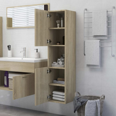 Berkfield Bathroom Cabinet Sonoma Oak 30x30x130 cm Engineered Wood