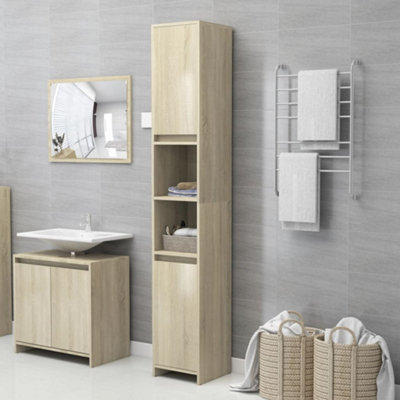 Berkfield Bathroom Cabinet Sonoma Oak 30x30x183.5 cm Engineered Wood Price Comparisons | Compare The Build