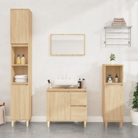 Berkfield Bathroom Cabinet Sonoma Oak 30x30x190 cm Engineered Wood