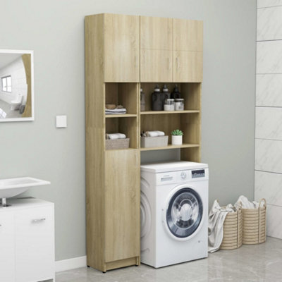 Berkfield Bathroom Cabinet Sonoma Oak 32x25.5x190 cm Engineered Wood