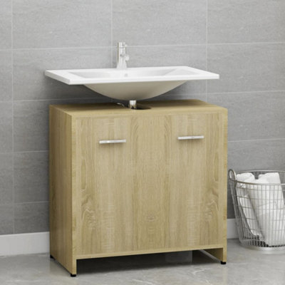 Berkfield Bathroom Cabinet Sonoma Oak 60x33x61 cm Engineered Wood Price Comparisons | Compare The Build