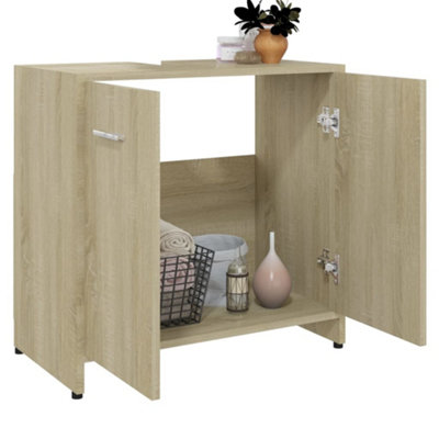 Berkfield Bathroom Cabinet Sonoma Oak 60x33x61 cm Engineered Wood