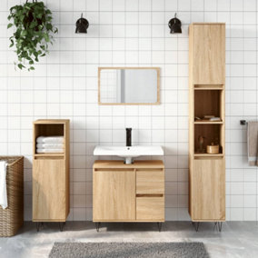Berkfield Bathroom Cabinet Sonoma Oak 65x33x60 cm Engineered Wood