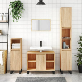 Berkfield Bathroom Cabinet Sonoma Oak 80x33x60 cm Engineered Wood