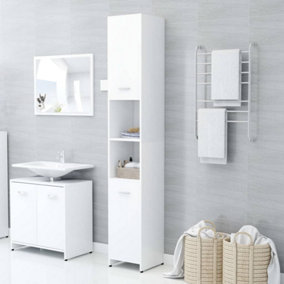 Berkfield Bathroom Cabinet White 30x30x183.5 cm Engineered Wood