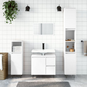Berkfield Bathroom Cabinet White 30x30x190 cm Engineered Wood