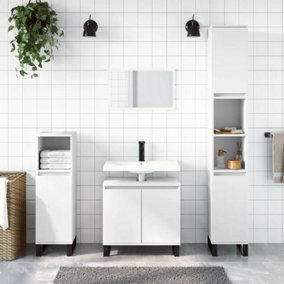 Berkfield Bathroom Cabinet White 30x30x190 cm Engineered Wood