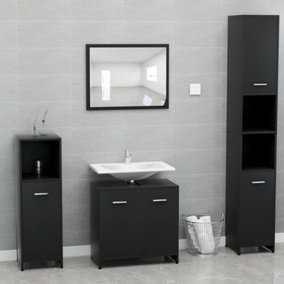 Berkfield Bathroom Furniture Set Black Engineered Wood