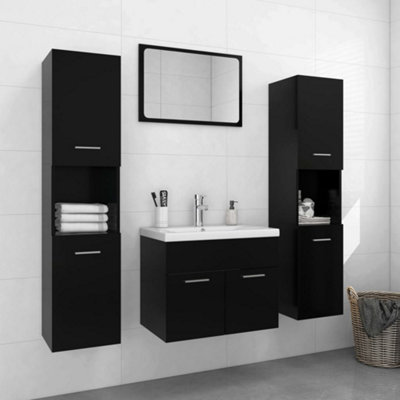 Buy Berkfield Bathroom Furniture Set Black Engineered Wood at B&Q
