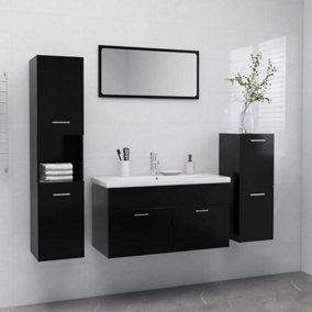 Berkfield Bathroom Furniture Set Black Engineered Wood