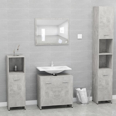 Berkfield Bathroom Furniture Set Concrete Grey Engineered Wood Price Comparisons | Compare The Build