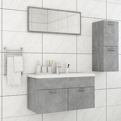 Berkfield Bathroom Furniture Set Concrete Grey Engineered Wood Price Comparisons | Compare The Build