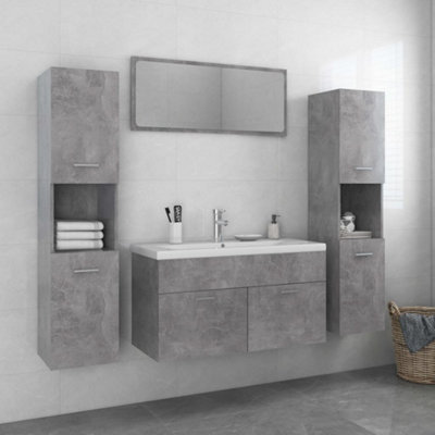 Berkfield Bathroom Furniture Set Concrete Grey Engineered Wood Price Comparisons | Compare The Build