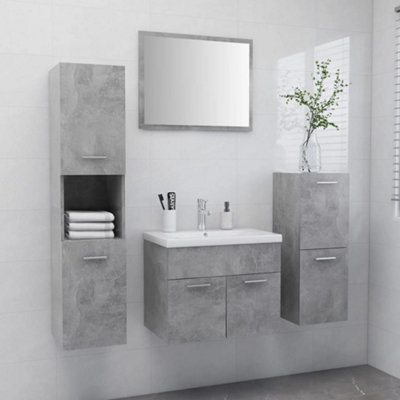 Berkfield Bathroom Furniture Set Concrete Grey Engineered Wood | DIY at B&Q