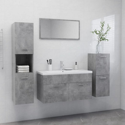 Berkfield Bathroom Furniture Set Concrete Grey Engineered Wood Price Comparisons | Compare The Build