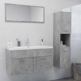Berkfield Bathroom Furniture Set Concrete Grey Engineered Wood