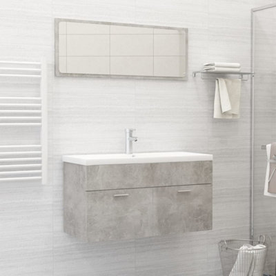 Berkfield Bathroom Furniture Set Concrete Grey Engineered Wood Price Comparisons | Compare The Build