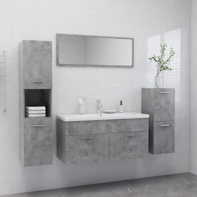 Berkfield Bathroom Furniture Set Concrete Grey Engineered Wood | DIY at B&Q