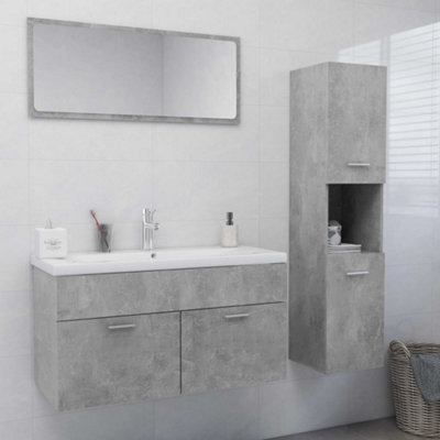 Berkfield Bathroom Furniture Set Concrete Grey Engineered Wood Price Comparisons | Compare The Build