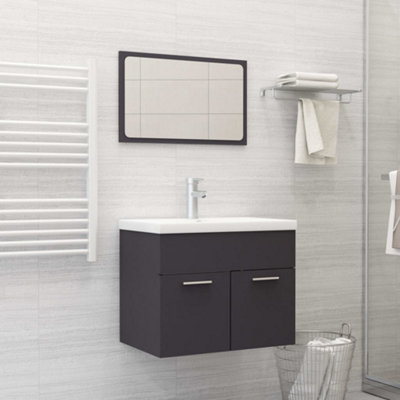 Berkfield Bathroom Furniture Set Grey Engineered Wood Price Comparisons | Compare The Build