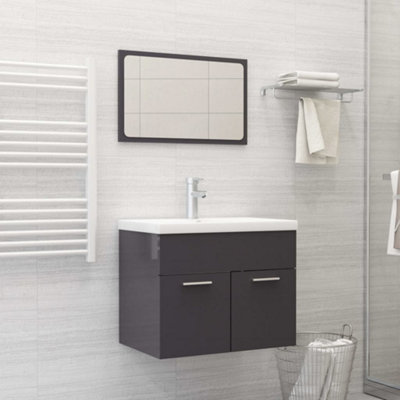 Berkfield Bathroom Furniture Set High Gloss Grey Engineered Wood Price Comparisons | Compare The Build